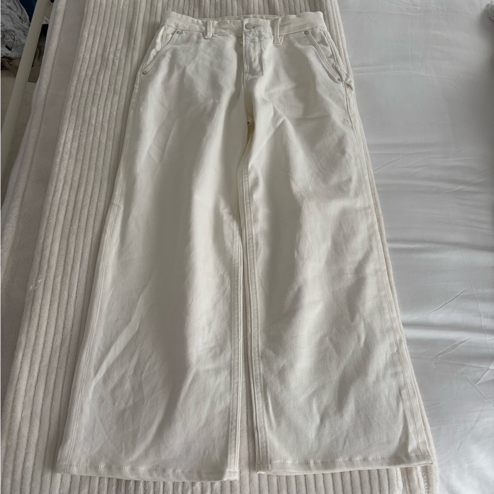 good american white wide-leg jeans
